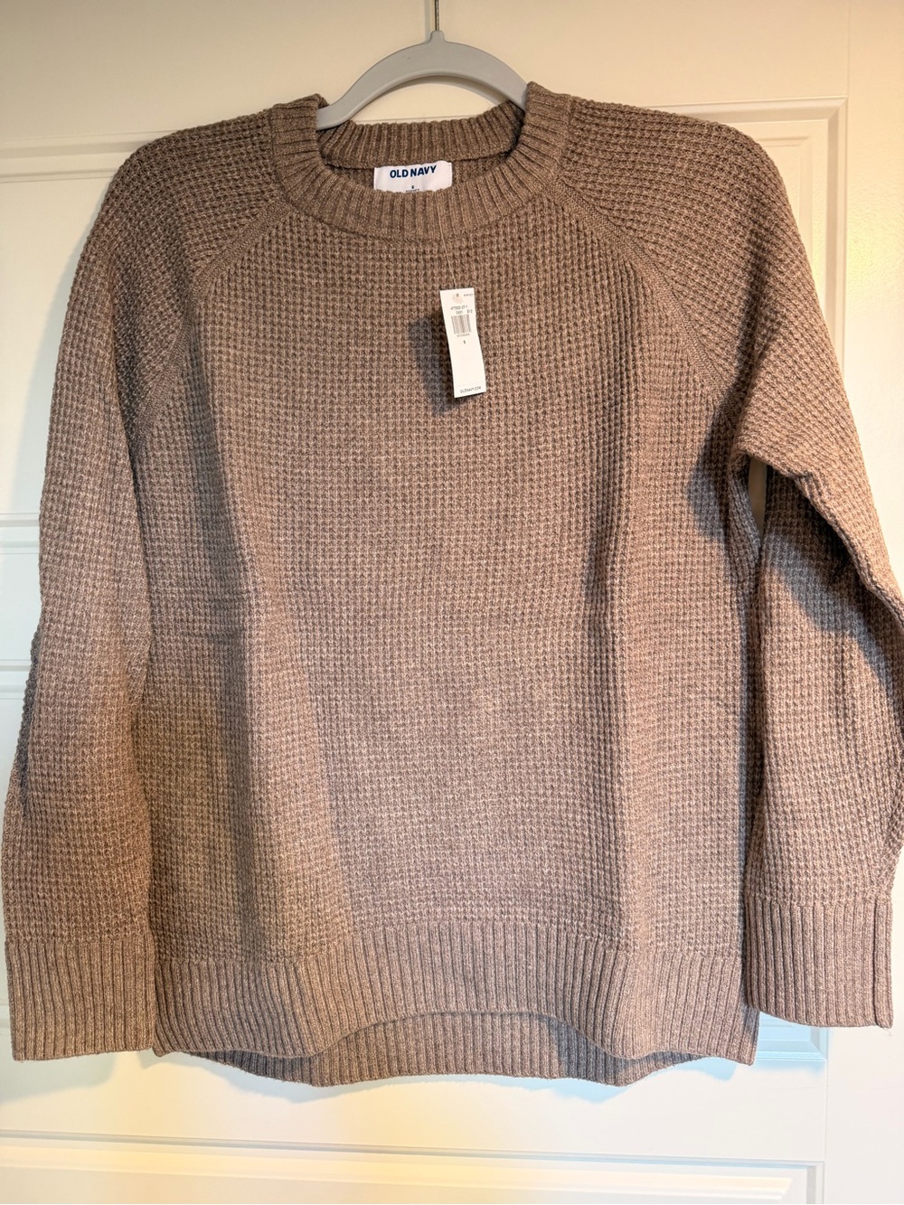 Old Navy Taupe Waffle Knit Crewneck Sweater